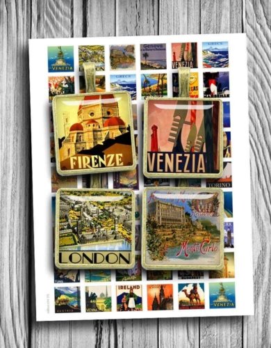 Travel Posters Vintage Printable Digital Collage Sheet