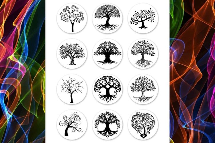 Tree Of Life Digital Collage Sheet Tree Rounds Printable