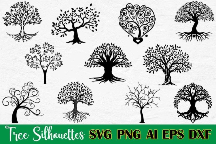 Tree Silhouettes Bundle SVG Printable Images