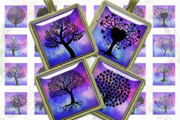 Tree Silhouettes Tree Printable Squares Tree Images Prints