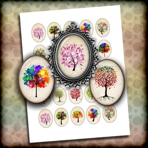 Tree of Life Oval Images Digital Collage Sheet