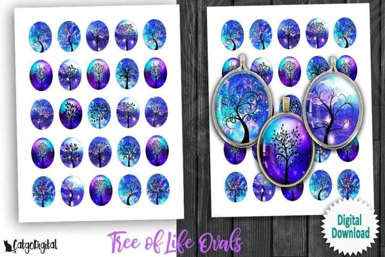 Tree of Life Oval Printables Digital Collage Sheets