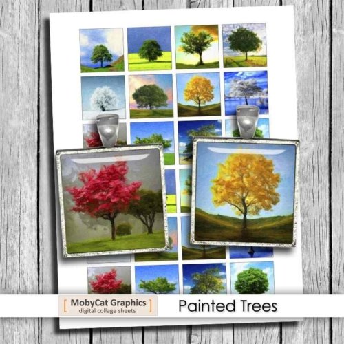 Painted Trees Printable Square Images