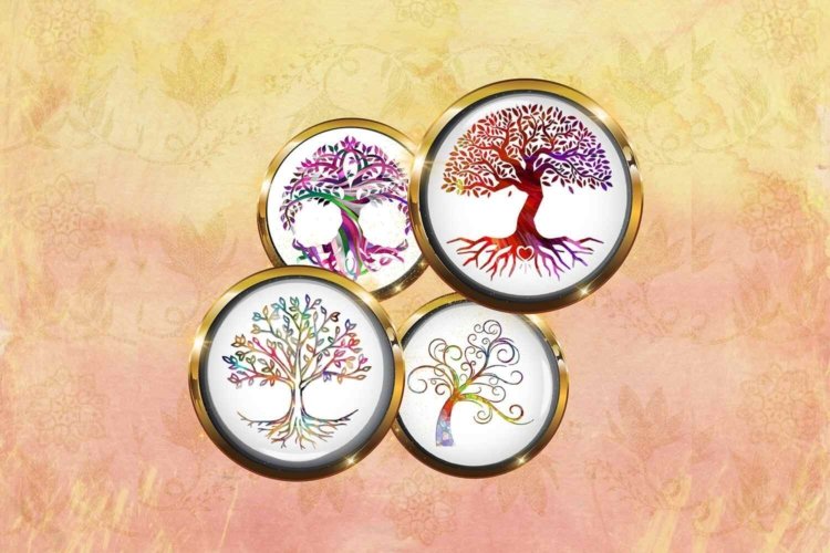 Trees of Life Collage Sheet for Jewelry Making