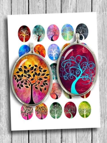 Trees of Life Ovals Digital Collage Sheet