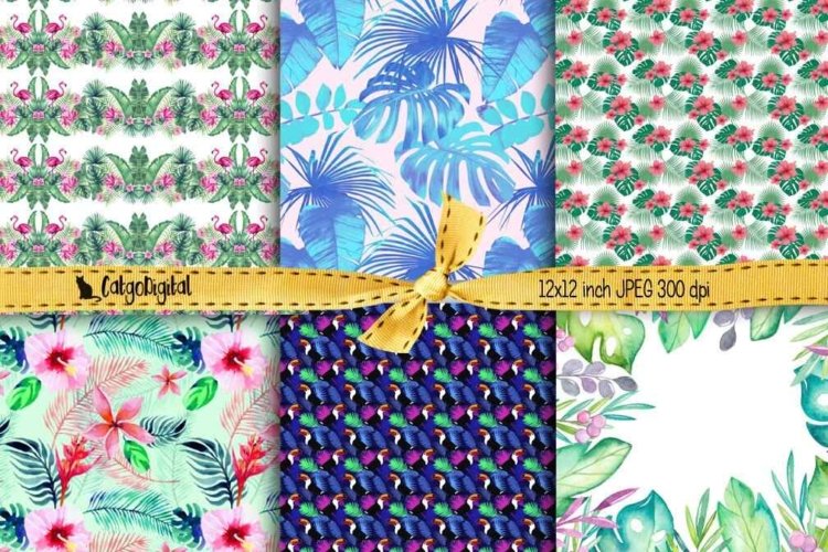 Tropical Background Printable Papers Digital Scrapbooking