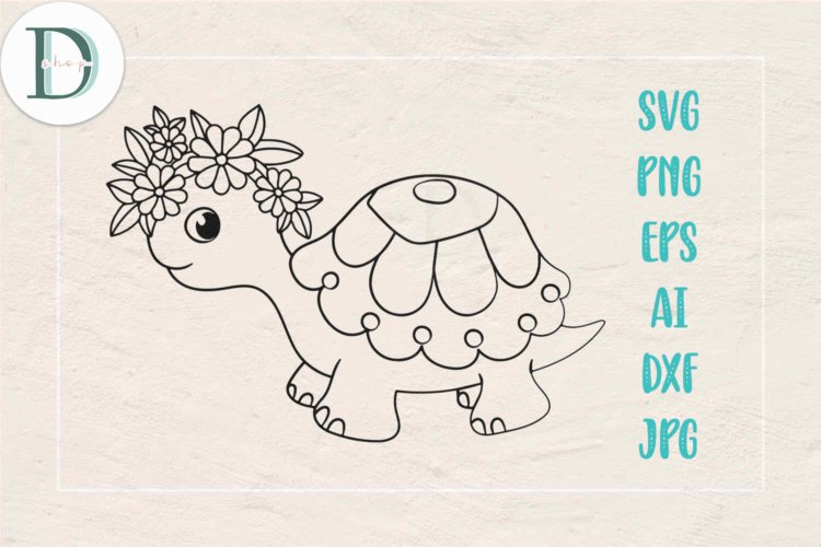 Turtle SVG File Floral Turtle SVG Turtle File for Cutting