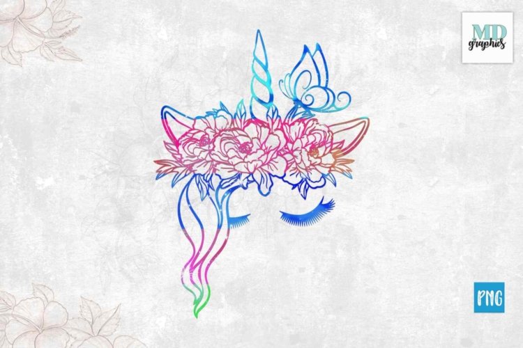 Unicorn with Flowers Sublimation Image for Crafting