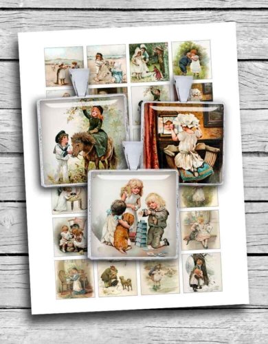 Victorian Children Square Printable images