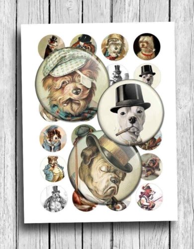 Victorian Dogs Digital Digital Collage Sheet