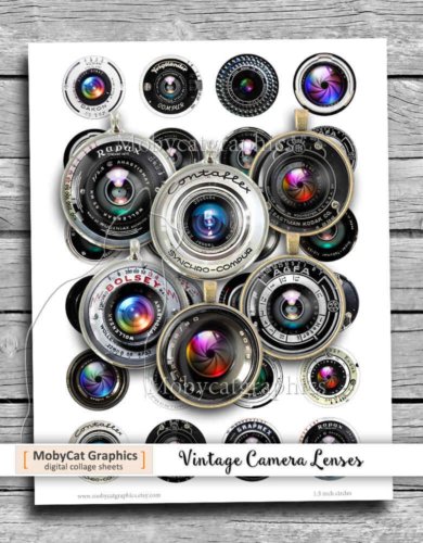 Vintage Camera Lenses Printable Circles