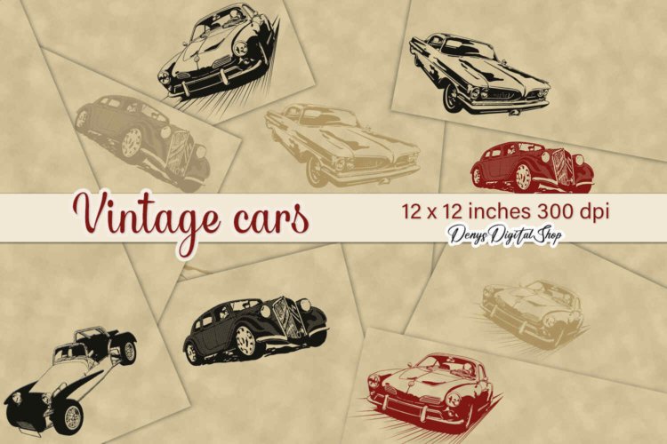 Vintage Digital Scrapbooking Papers and Cards for Prints