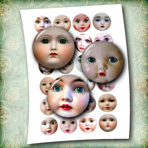 Vintage Doll Faces Printable Images Digital Collage Sheet
