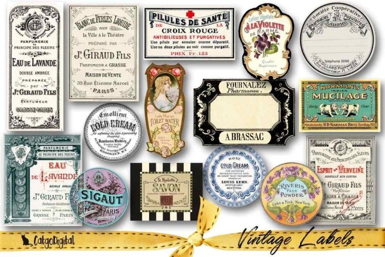 Vintage Ephemera Labels Individual files