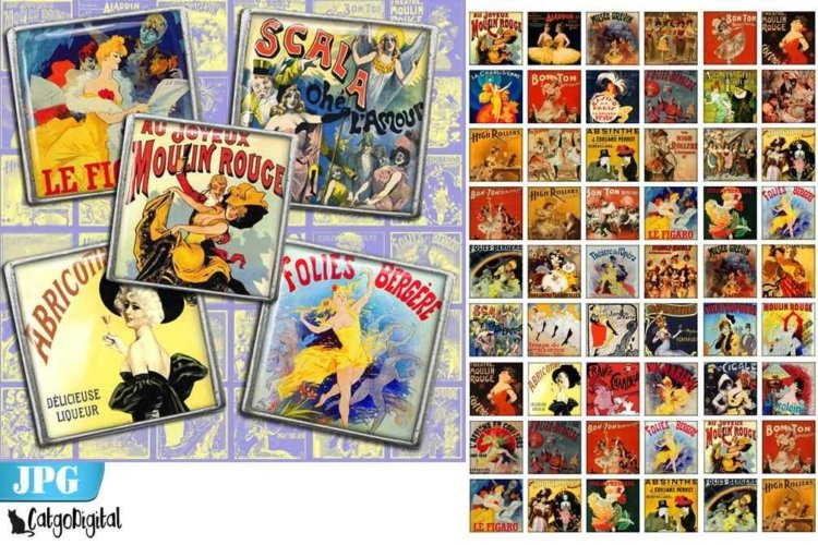 Vintage French Posters Square Digital printable images