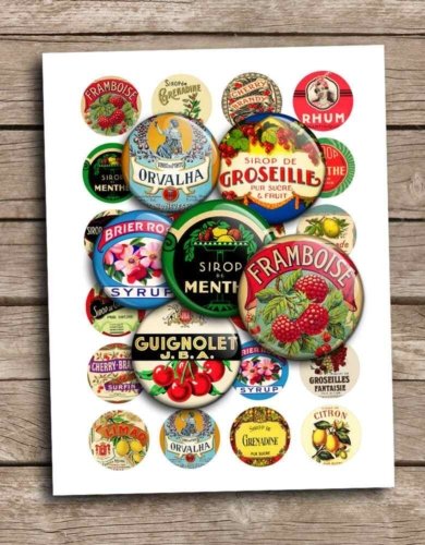 Vintage Fruit Labels Circles