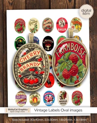 Vintage Fruit Labels Oval Images