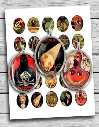 Vintage Magicians Oval Digital Collage Sheet