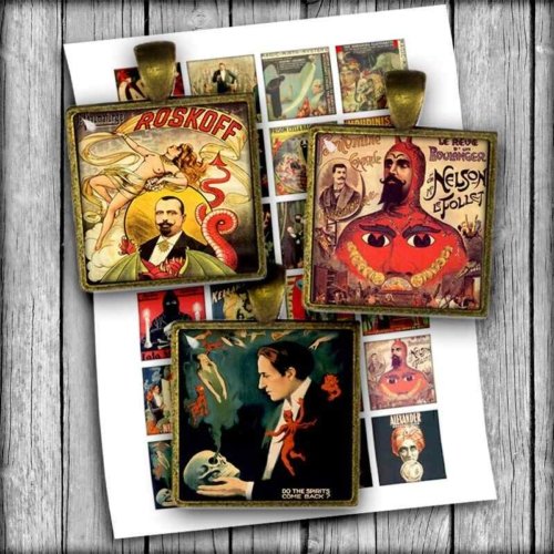 Vintage Magicians Square Printable Digital Collage Sheet