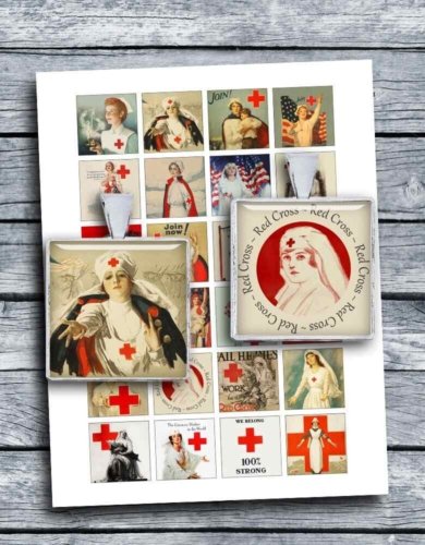 Vintage Nurses Posters WW1 images Digital Collage Sheet