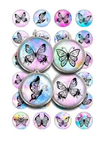 Watercolor Butterflies Printable Digital Collage Sheet