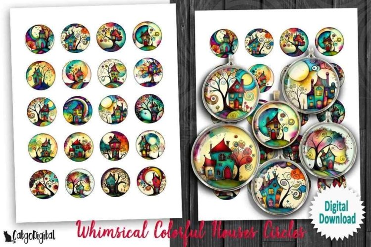 Whimsical Colorful Houses Printable images