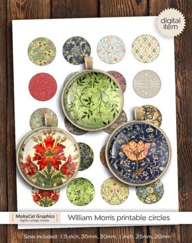 William Morris Floral Patterns Digital Collage Sheet