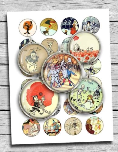 Wizard of Oz Printable Round images Classic Illustrations
