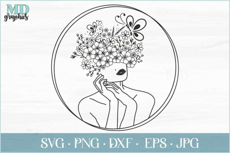 Woman Face With Flowers SVG Floral Vectors Images