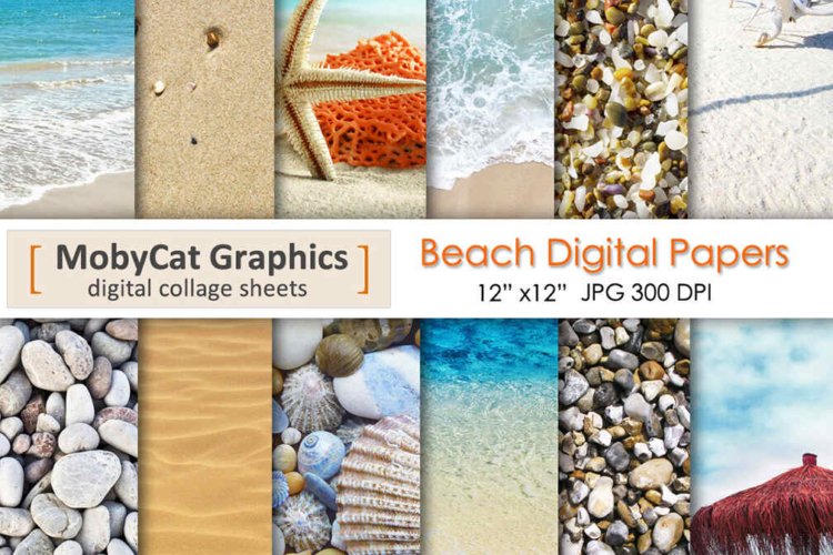 Beach Digital Papers 12″x12″ Photo Backdrops