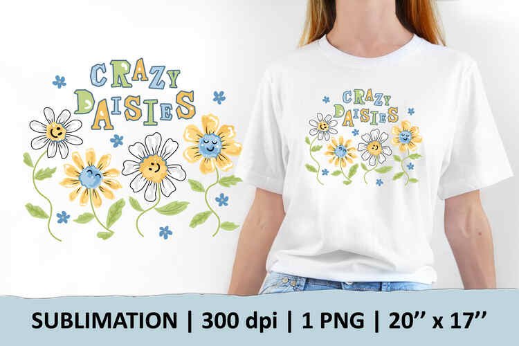 Crazy daisies – 1 sublimation design. PNG