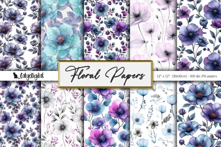 Floral Printable Scrapbooking Papers