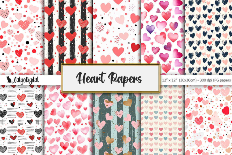 Printable Heart Scrapbooking Papers