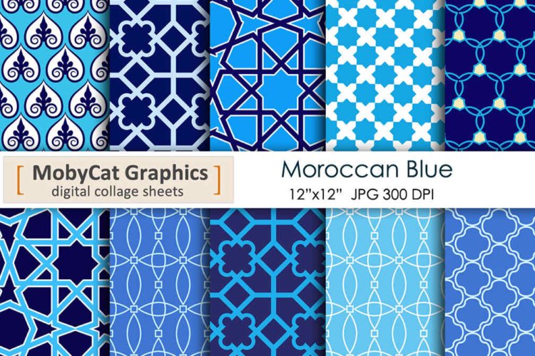 Moroccan Blue Digital Papers
