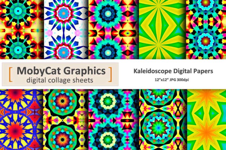 Kaleidocope Digital Papers Funky