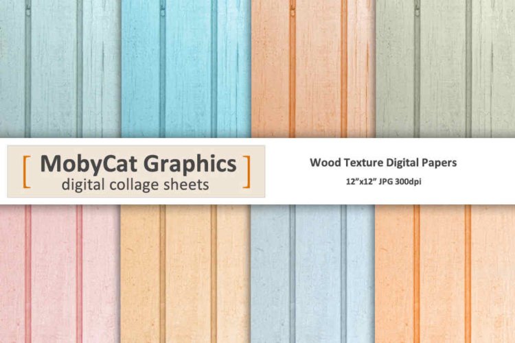 Wood Texture Digital Papers Pastel Shades