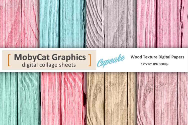 Wood Texture Digital Papers Cupcakes